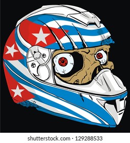 helmet Cuba and skull
