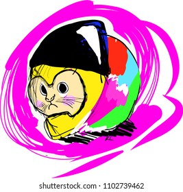 Helmet cute cat cartoon vector
