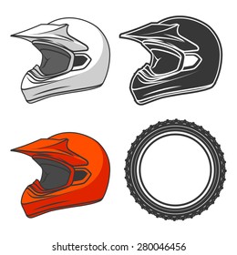 Helmet dirt motorbike, vector illustration