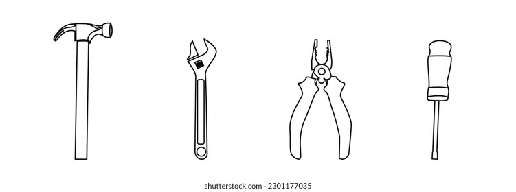  helmet, drill, angle grinder and other construction tools on a white background isolated isolated icons building tools repair, construction buildings, drill, hammer, screwdriver, saw, file, 