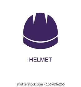 Helmet element in flat simple style on white background. Helmet icon, with text name concept template
