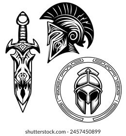 helmet element spartan warior illustration style