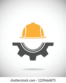 Helmet  engineer and beard in cog wheel illustration