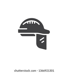 Helmet with face shield vector icon. filled flat sign for mobile concept and web design. Head protection glyph icon. Mandatory safety symbol, logo illustration. Pixel perfect vector graphics