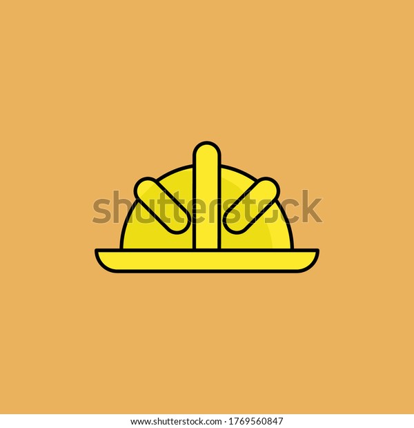 helmet filled outline Icon. construction\
and tool vector illustration on color\
background