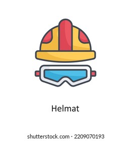 helmet Filled OutlineVector Icon Design illustration on White background. EPS 10 File