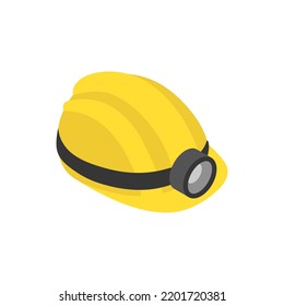 Helmet with a flashlight isometric icon.