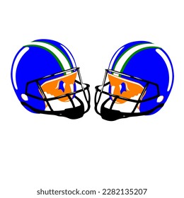 Helmet football blue Orange with line