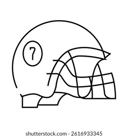 helmet football player head protective accessory line icon vector. helmet football player head protective accessory sign. isolated contour symbol black illustration