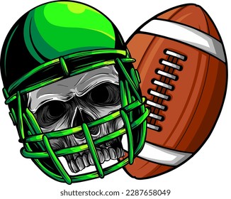 helmet football skull with ball vector design on white background. digital hand draw