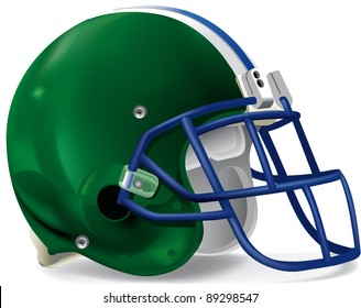 green and white football helmet