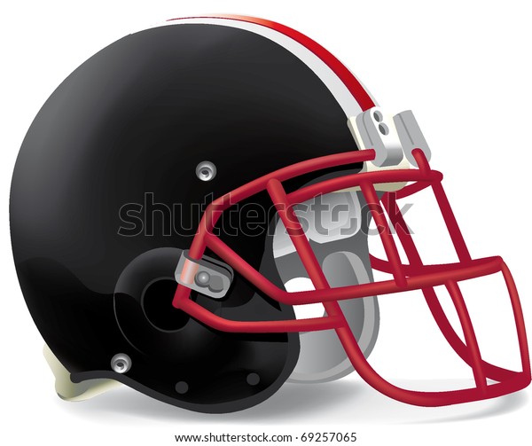 black helmet red facemask