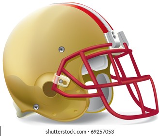 Helmet Football Team Gold & Red Withe