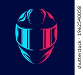 Helmet Fullface Line. Pop Art logo. Colorful design with dark background. Abstract vector illustration. Isolated black background for t-shirt, poster, clothing, merch, apparel, badge design