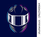 Helmet Fullface Line. Pop Art logo. Colorful design with dark background. Abstract vector illustration. Isolated black background for t-shirt, poster, clothing, merch, apparel, badge design