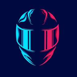 Helmet Fullface Line. Pop Art Logo. Colorful Design With Dark Background. Abstract Vector Illustration. Isolated Black Background For T-shirt, Poster, Clothing, Merch, Apparel, Badge Design