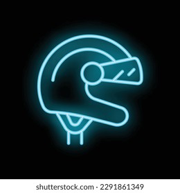 Helmet gear icon outline vector. Biker men. Fashion safety neon color isolated on black
