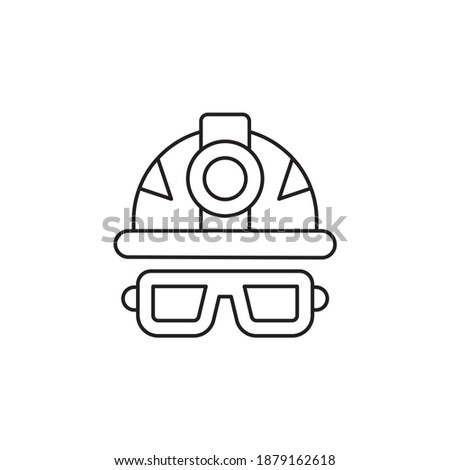 Helmet And Glases Vector Outline Icon Style Illustration. EPS 10 File 