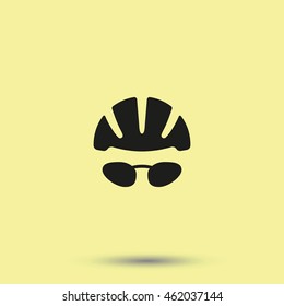 Helmet and glasses icon.