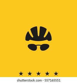 Helmet and glasses icon.