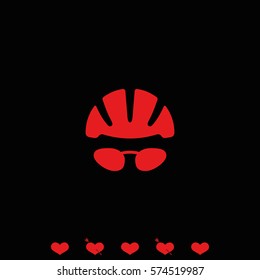 Helmet and glasses icon.
