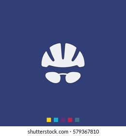 Helmet and glasses icon.