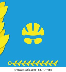 Helmet and glasses icon.