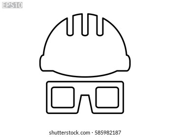 helmet, glasses, icon, vector illustration eps10