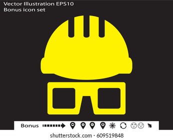 helmet, glasses, icon, vector illustration eps10
