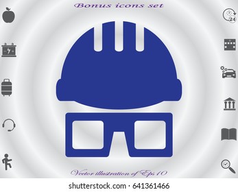 helmet, glasses, icon, vector illustration eps10