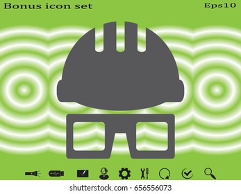 helmet, glasses, icon, vector illustration eps10