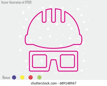 helmet, glasses, icon, vector illustration eps10
