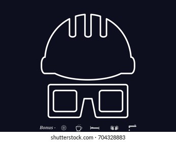 helmet and glasses, icon, vector illustration eps10