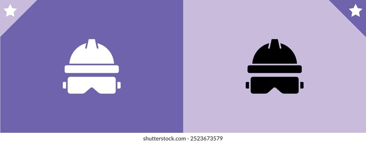 helmet glasses safety construction tools - vector safety dust mask sign symbol. engineer equipment illustration isolated, silhouette protection logo