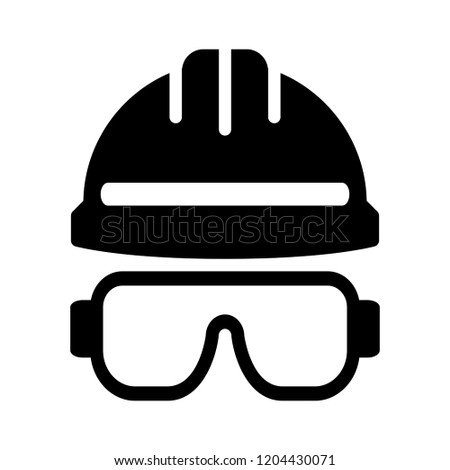 helmet glasses safety construction tools - vector safety dust mask sign symbol. engineer equipment illustration isolated, silhouette protection logo