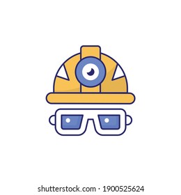 Helmet And Glasses vector icon style illustration. EPS file 10
