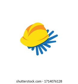 Helmet and gloves. Logo icon vecto illustration.