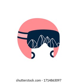 Helmet and goggles icon. Winter sport equipment. Vector illustration.