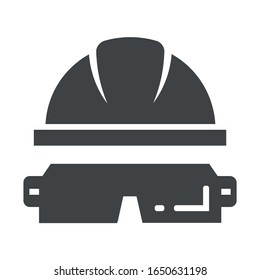 Helmet and google icon on white background	