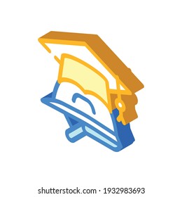 helmet and graduation cap isometric icon vector. helmet and graduation cap sign. isolated symbol illustration