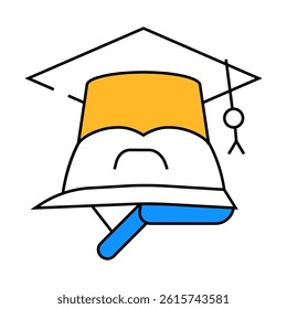 helmet and graduation cap line icon vector. helmet and graduation cap sign. isolated symbol illustration