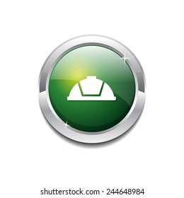 Helmet Green Vector Icon Button
