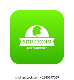 Helmet gyro scooter icon green vector isolated on white background