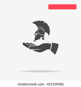 Helmet and hand icon. Vector concept illustration for design.