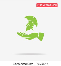 Helmet and hand icon. Vector concept illustration for design.