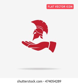 Helmet and hand icon. Vector concept illustration for design.