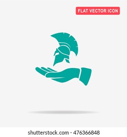Helmet and hand icon. Vector concept illustration for design.