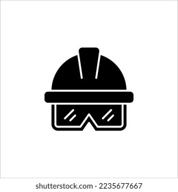Símbolo de icono del vector del sombrero duro o casco aislado en fondo blanco