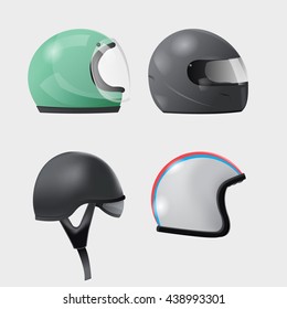 Helmet Head Isolate Design Set Vector