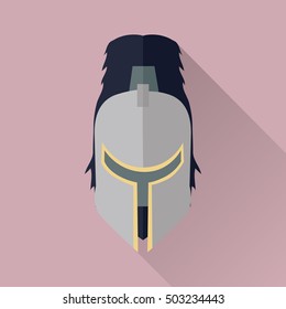Helmet headpiece isolated. Shield for game. Medieval armour. Weapon symbol icon. War concept. For computer games, mobile appliances. Part of series of game objects in flat design. Vector illustration.